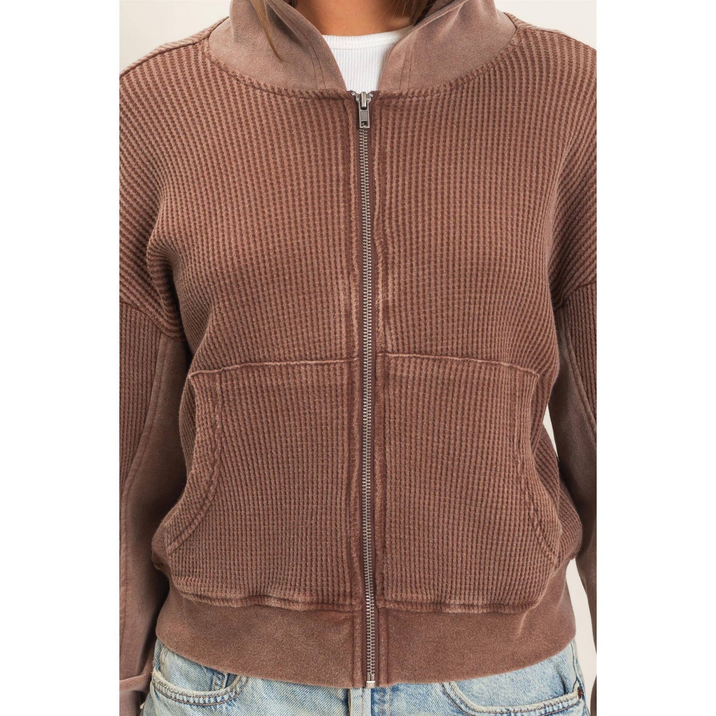 Weekday Waffle Knit Zip-up