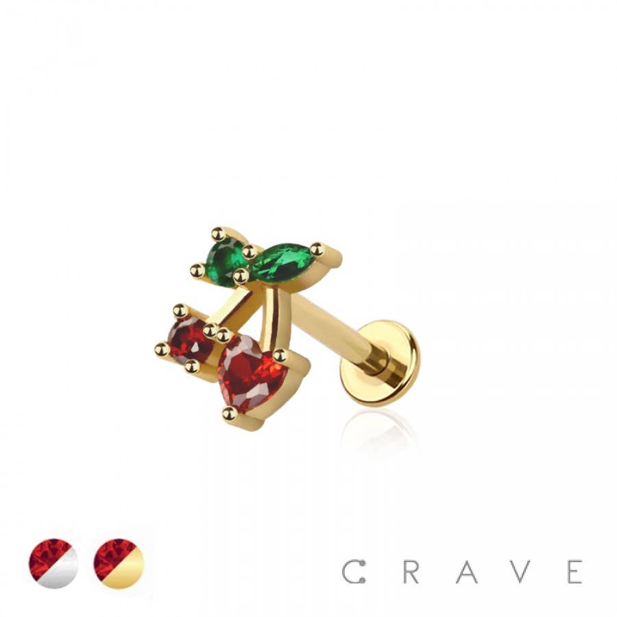 CZ CHERRY TOP 316L SURGICAL STEEL THREADLESS (PUSH IN ) LABR