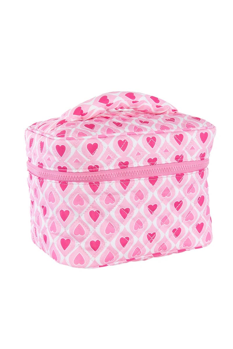 Light and Hot Pink Hearts Makeup Travel Bag