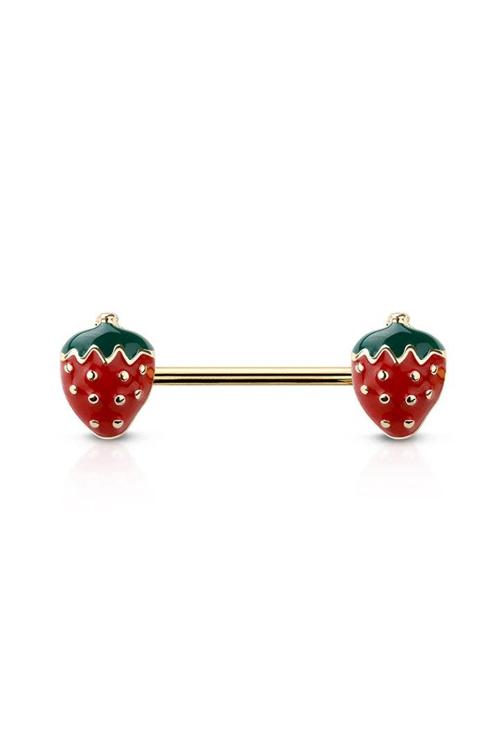 STRAWBERRY ENDS 316L SURGICAL STEEL NIPPLE BAR
