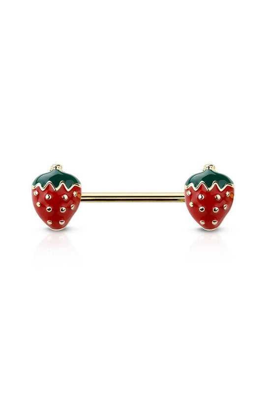 STRAWBERRY ENDS 316L SURGICAL STEEL NIPPLE BAR
