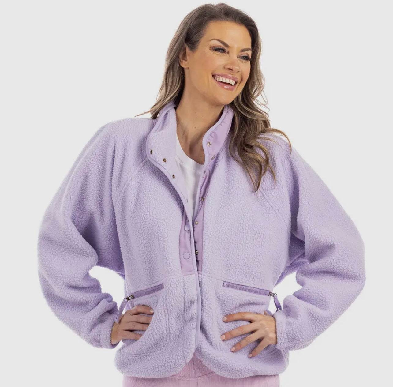 Buttoned Slouchy Fleece Jacket