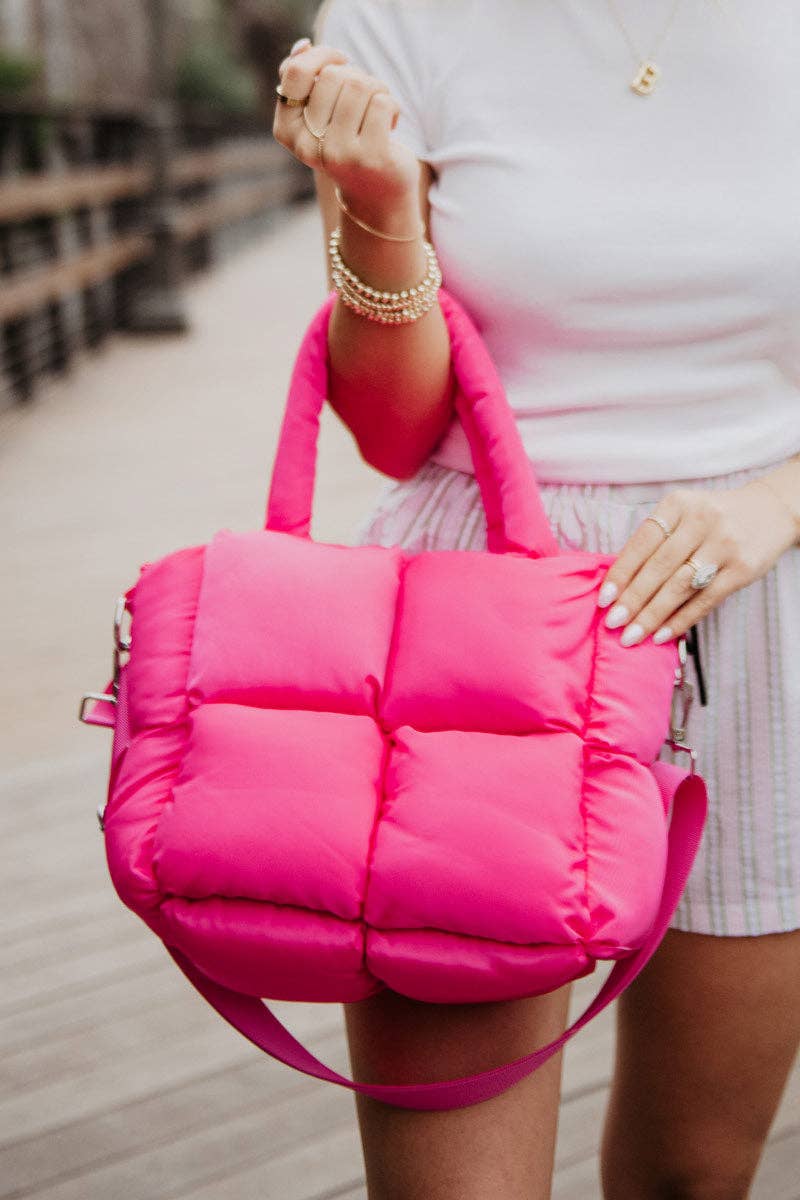 Hot Pink Mini Puffer Tote