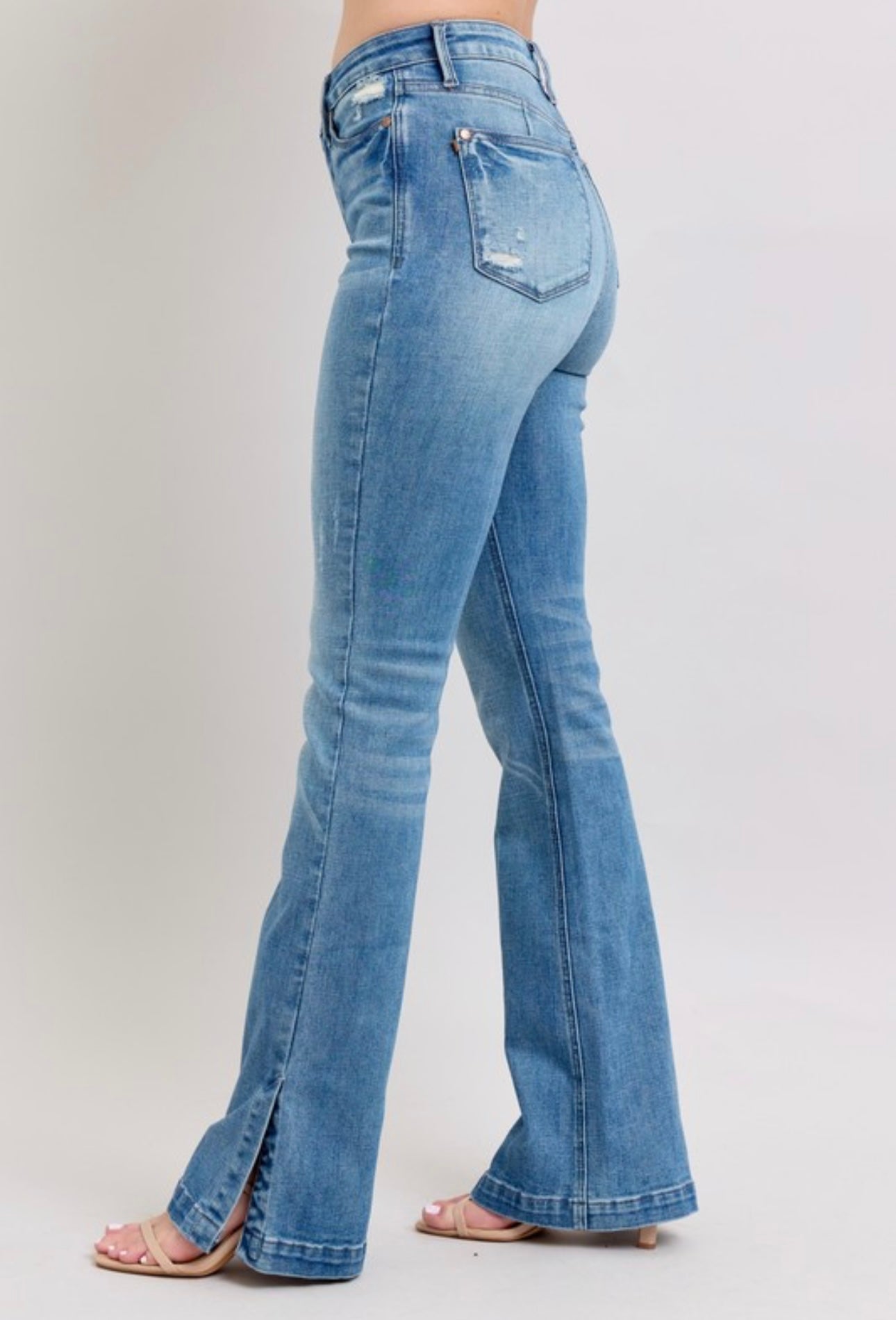 Judy Blue HW Tummy Control Vintage Wash Side Slit Slim Boot