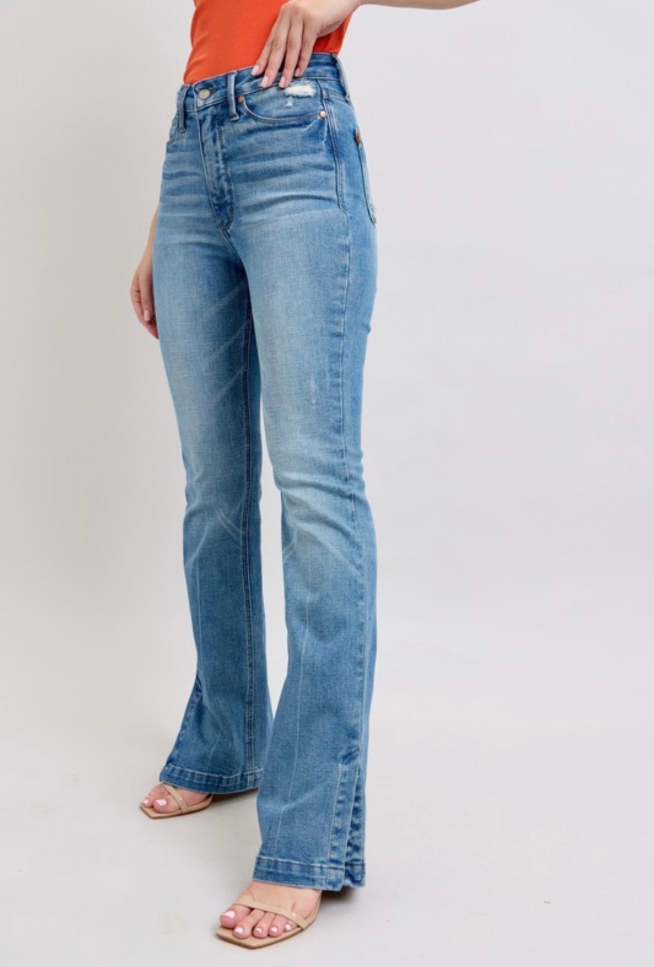 Judy Blue HW Tummy Control Vintage Wash Side Slit Slim Boot