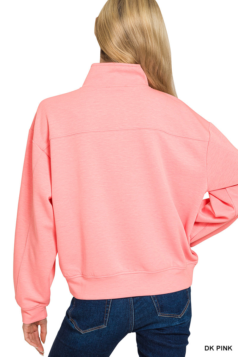 Zenana Scuba Half Zip Pullover