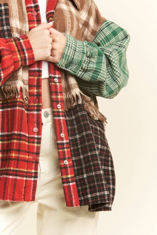 PATCHWORK PLAID SHACKET