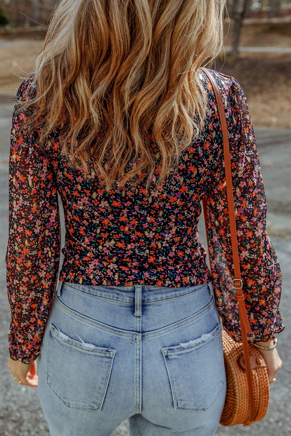 Bubble Sleeve Ditsy Floral Blouse