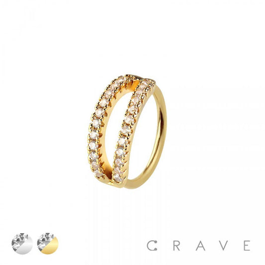 DOUBLE CZ LINE 316L SURGICAL STEEL HOOP NOSE RING