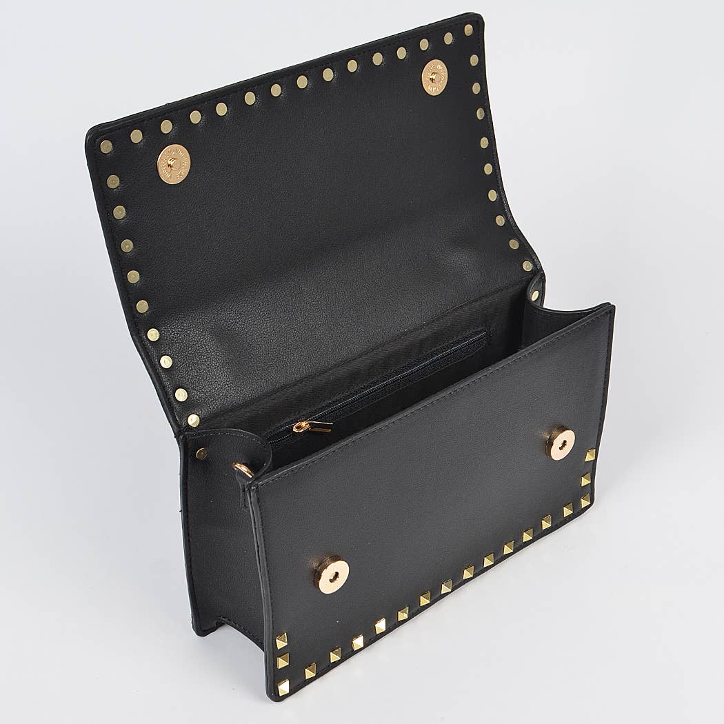 Metal Studded Faux Leather Clutch