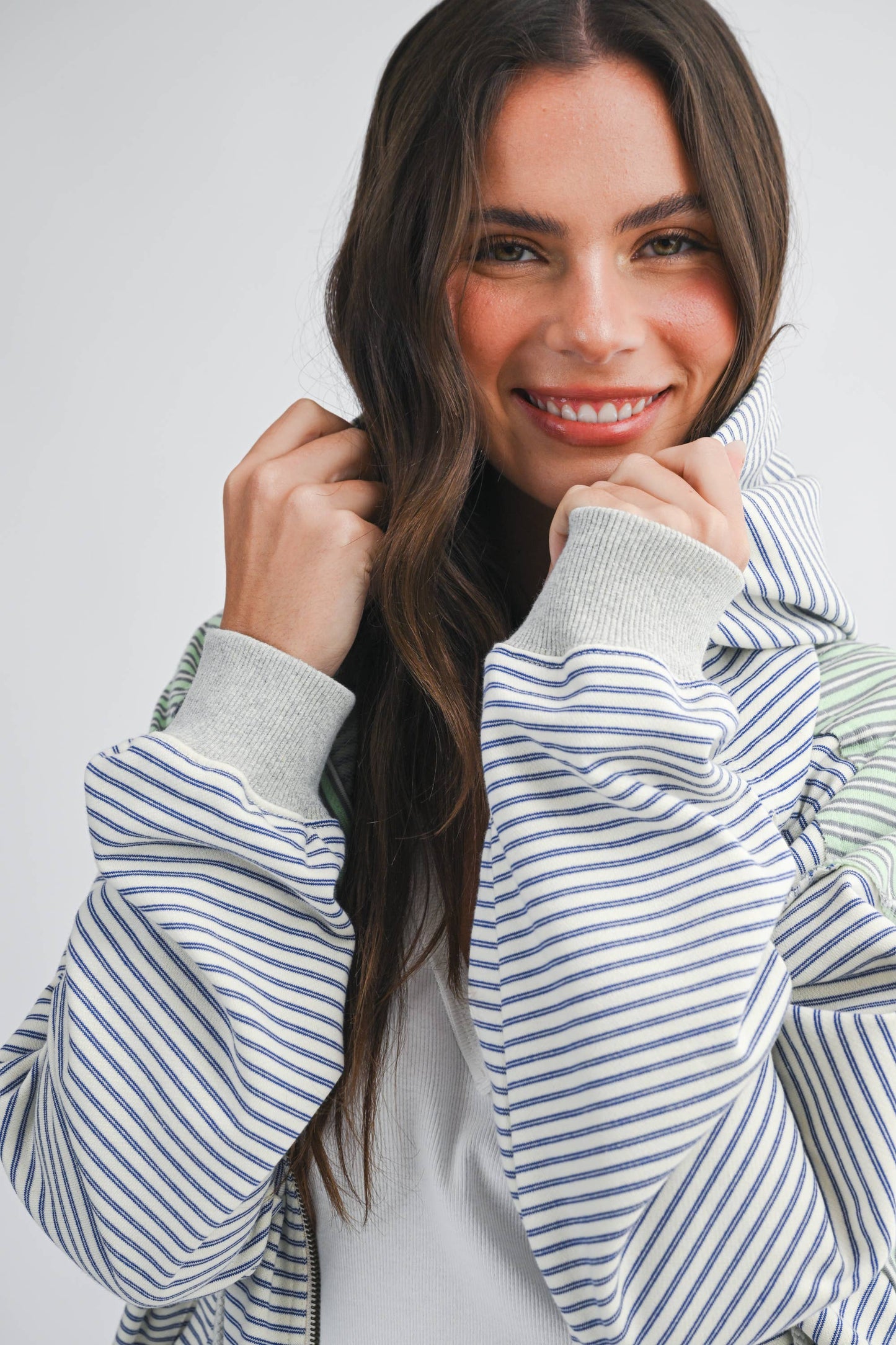 Salt Air Stripe Zip Hoodie
