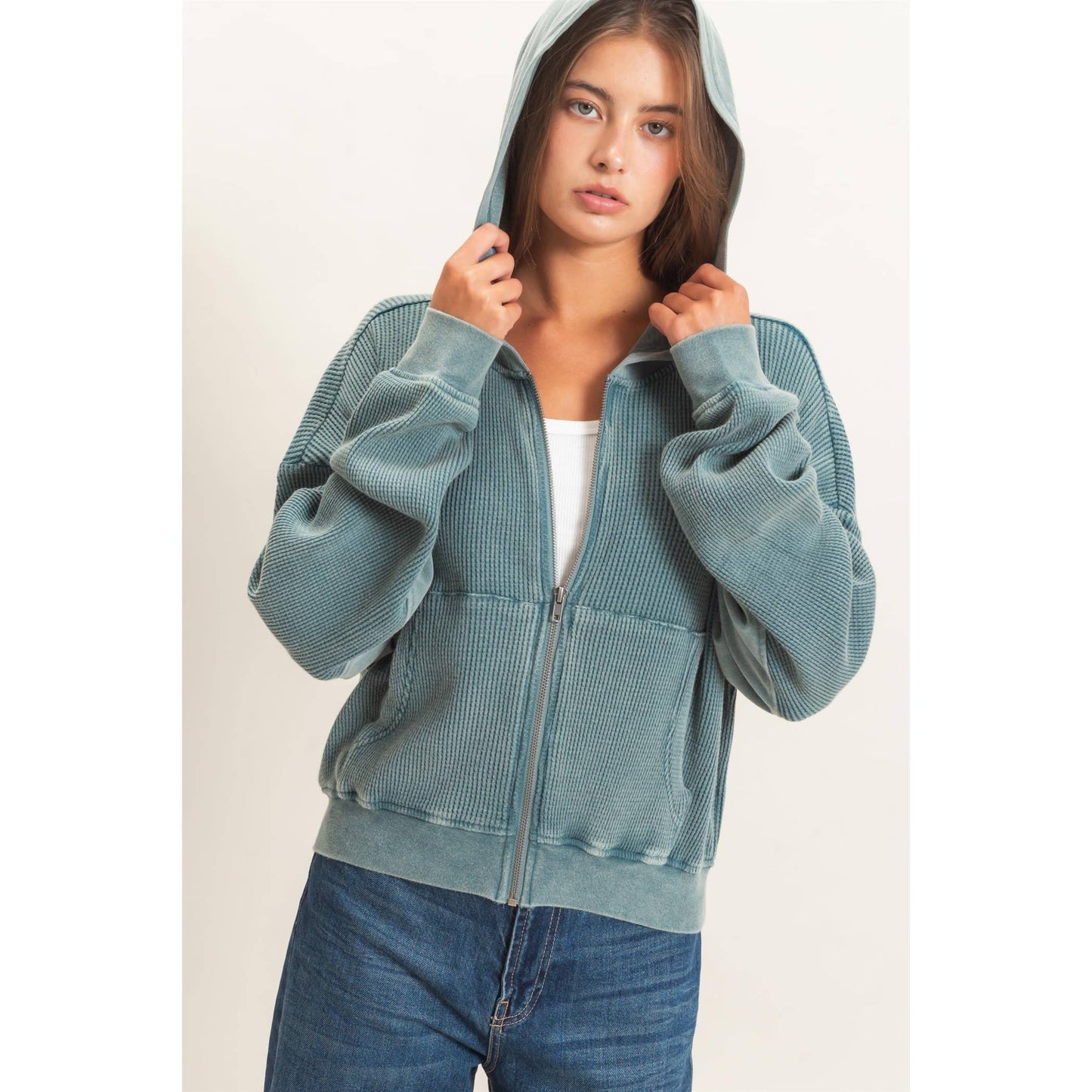 Weekday Waffle Knit Zip-up