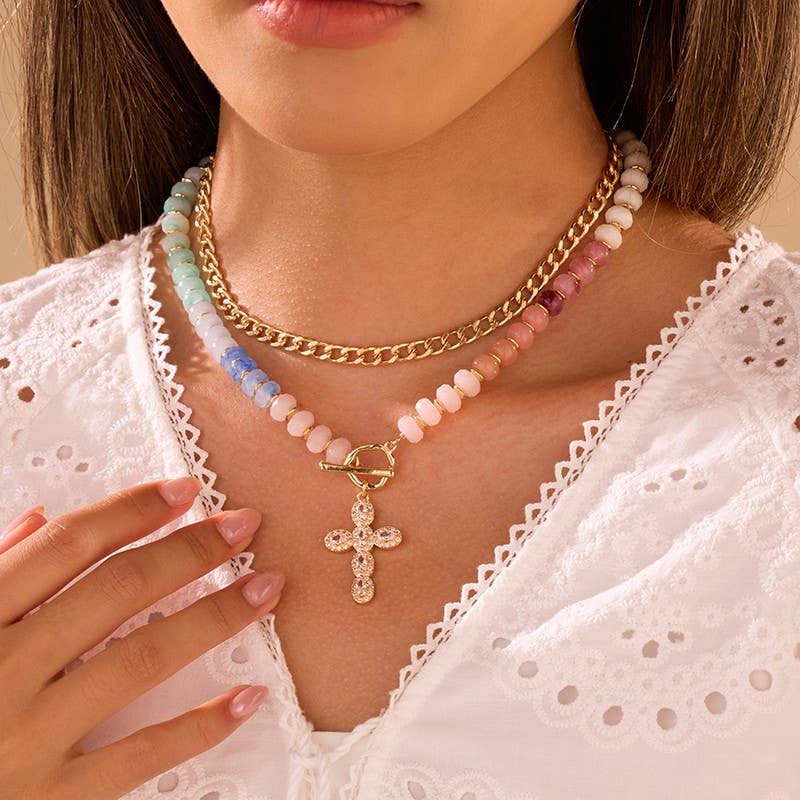 Multi Layer Pendant Resin Beaded Necklaces |
