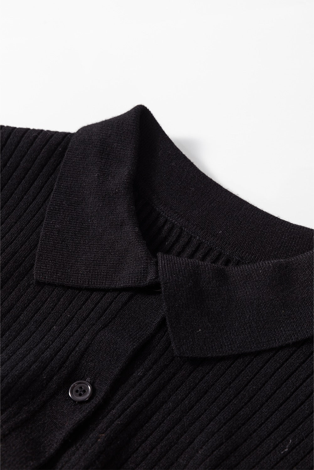 Black Ribbed Slim Fit Cardigan