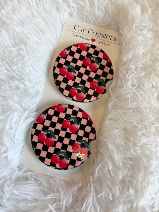 Cherry Check Coaster