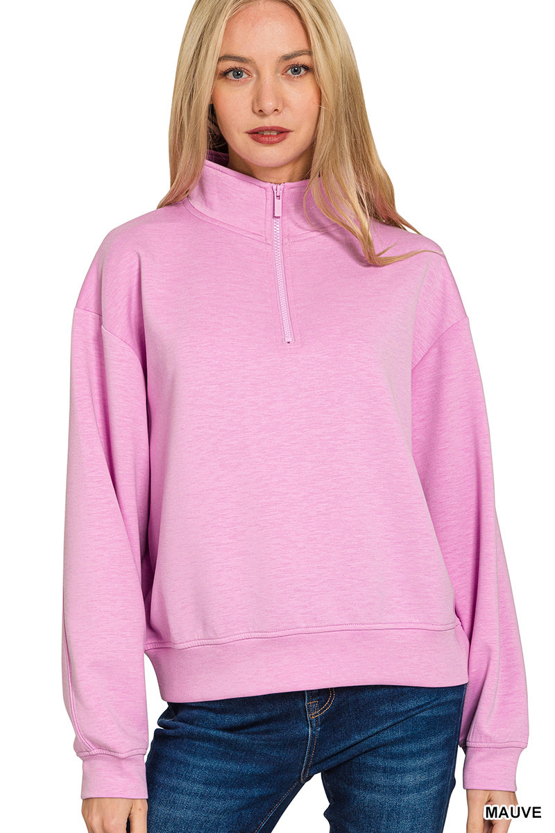 Zenana Scuba Half Zip Pullover