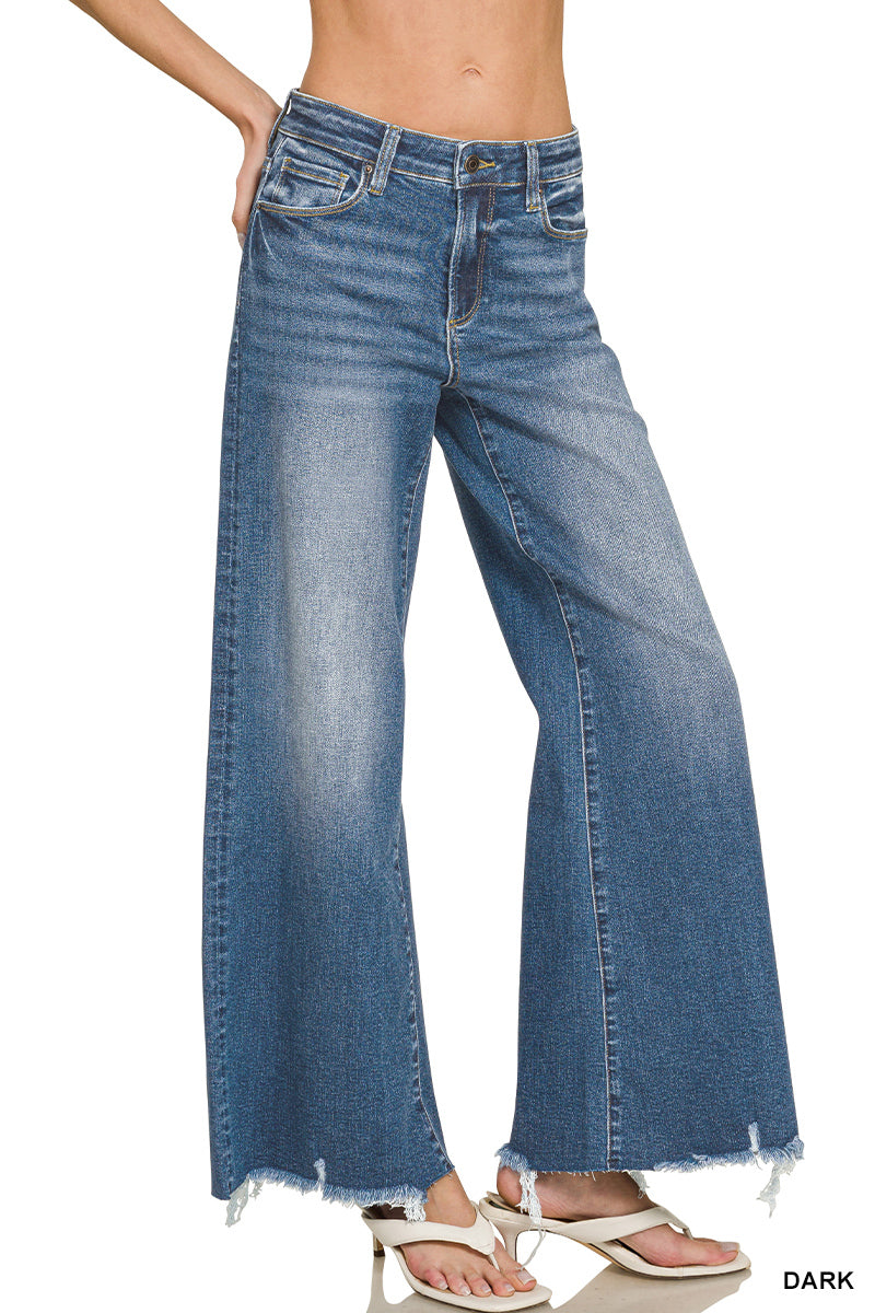 Zenana Raw Hem Wide Leg