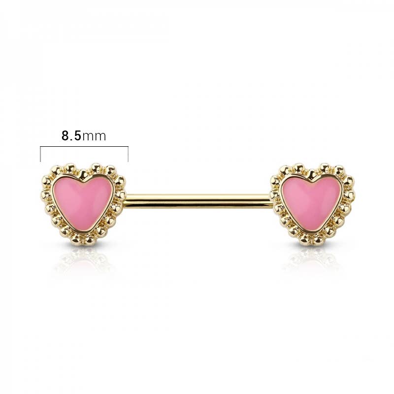 RACE HEART ENDS 316L SURGICAL STEEL NIPPLE BAR
