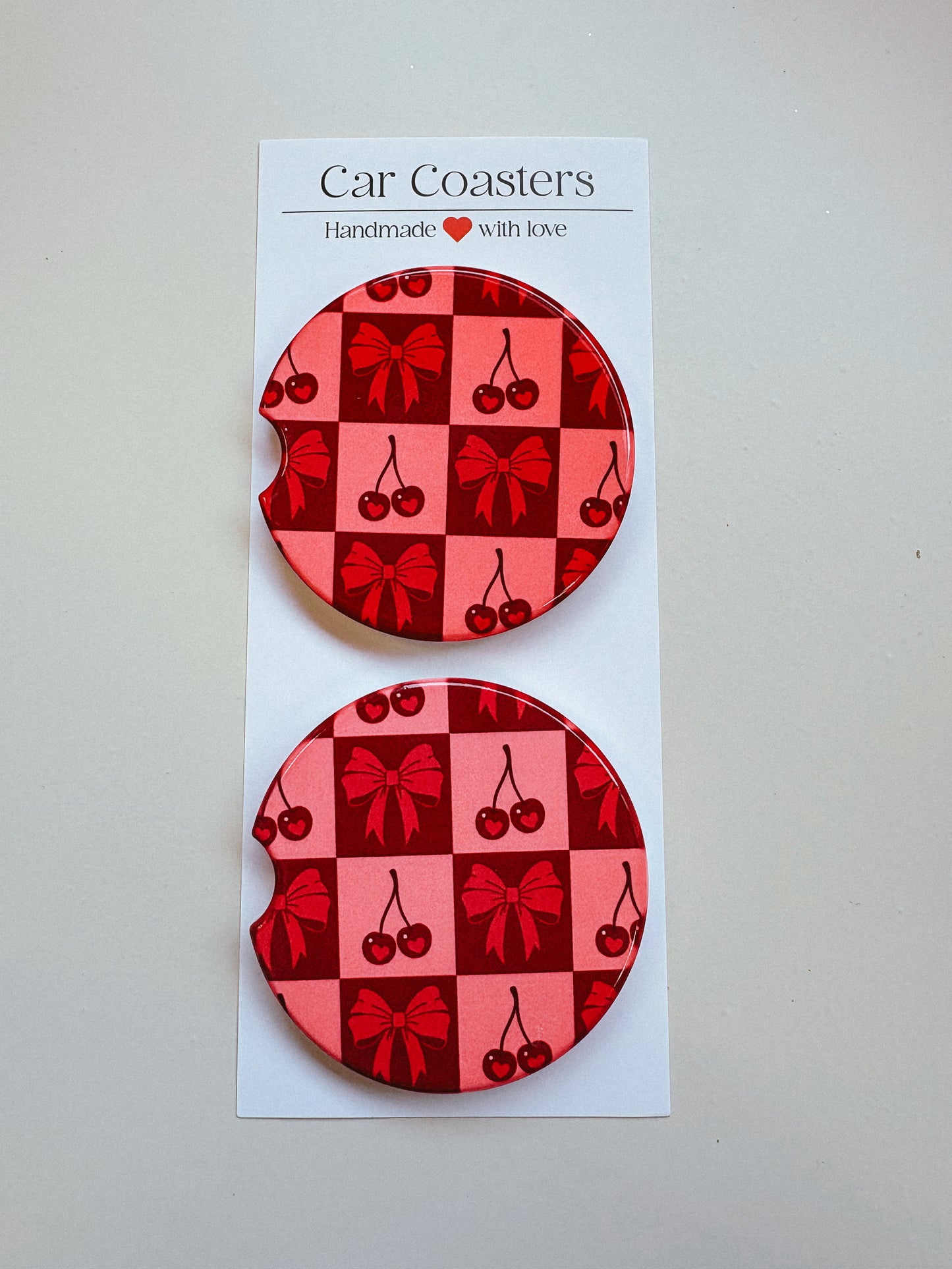 Cherry Checker Car Coaster
