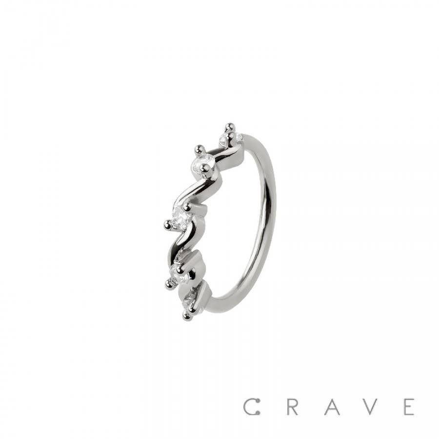 CZ MULTI SWIRL 316L SURGICAL STEEL HOOP NOSE RING