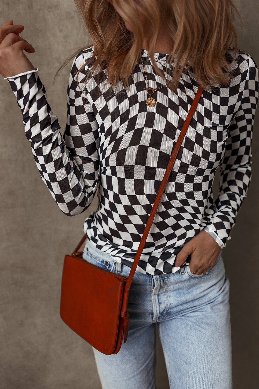 Checkered Mesh Top