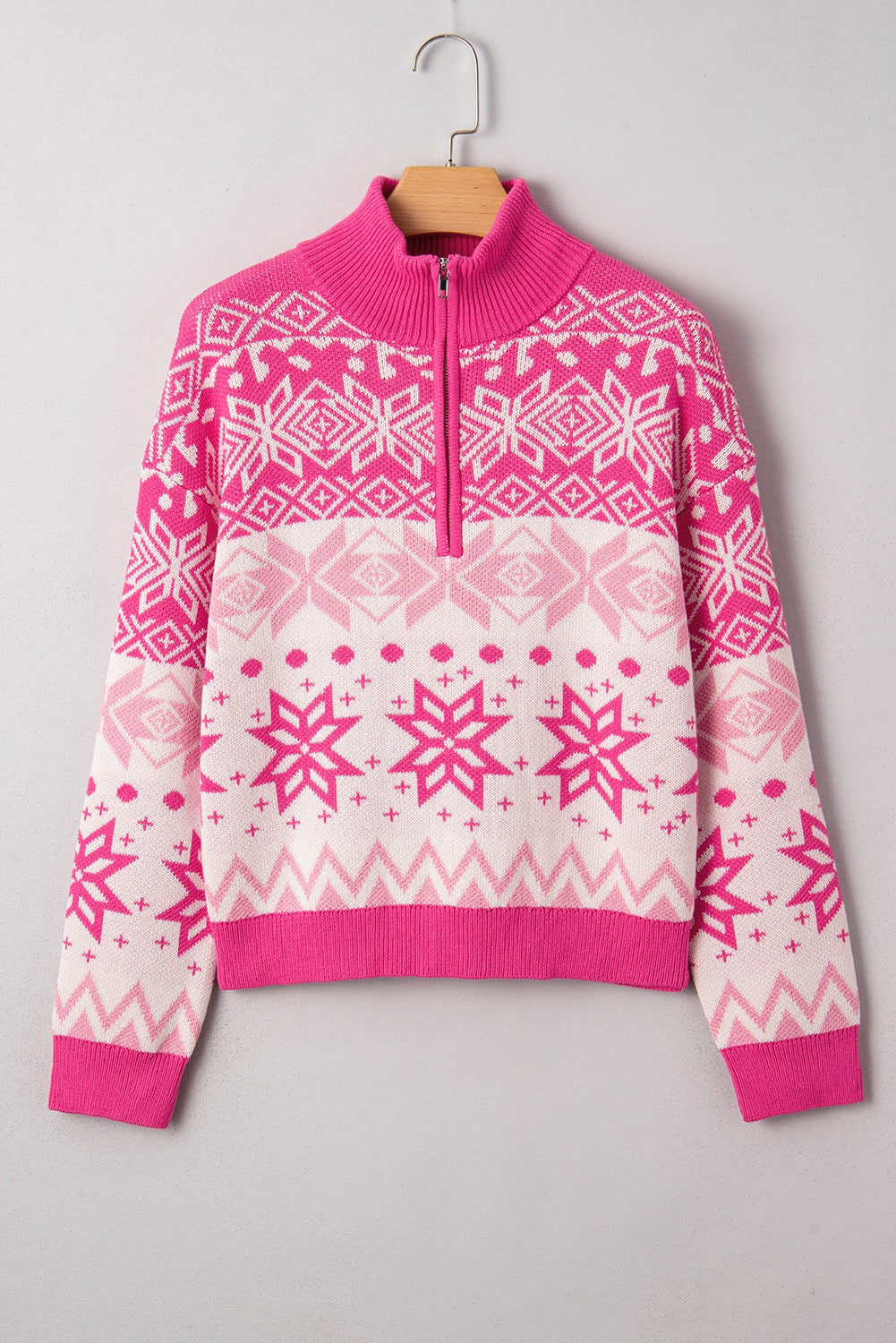 Bubblegum Blizzard Quarter Zip Sweater