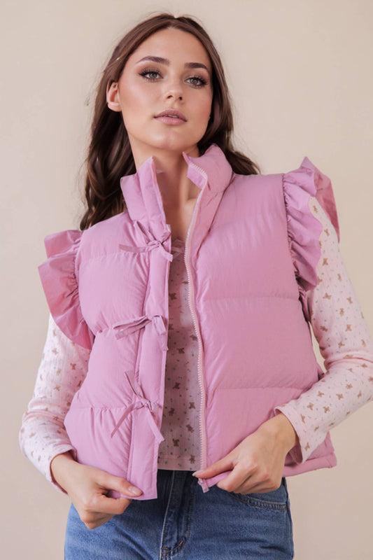 Ruffle Blush Puffer Vest