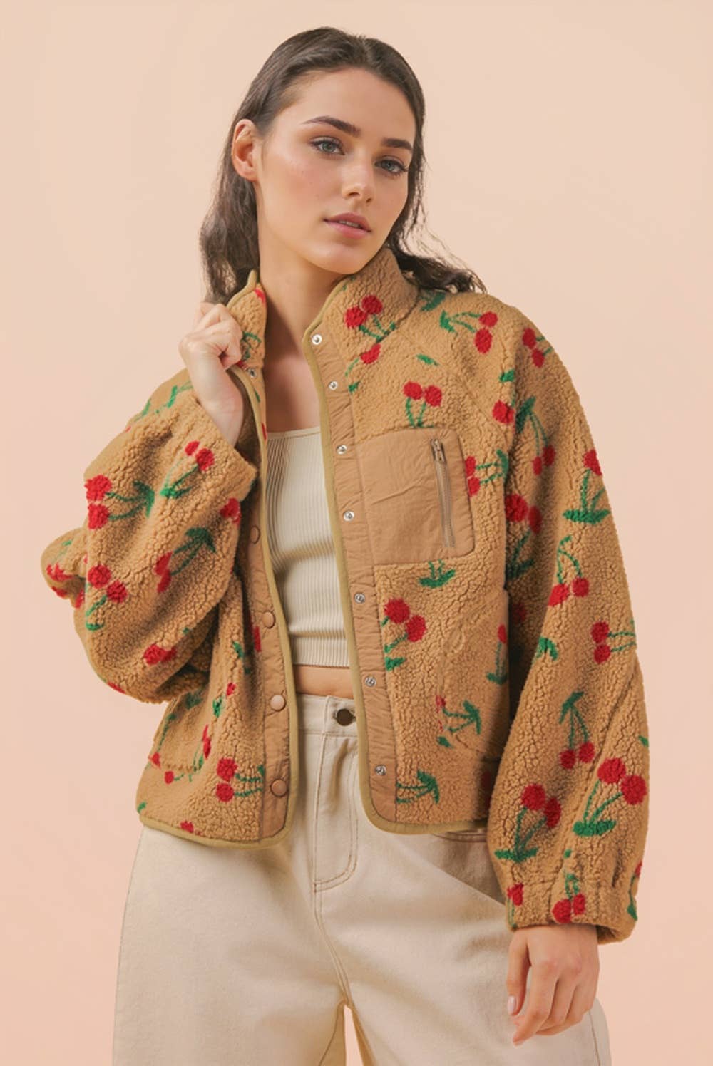 Wild Cherry Fleece Oversized Jacket