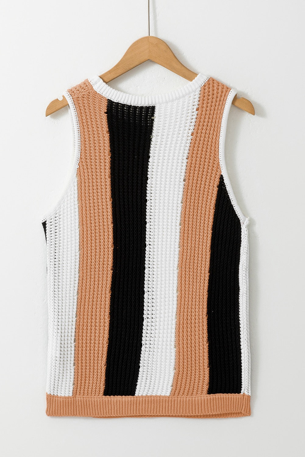 Khaki Stripe Color Block Knitted Sweater Vest