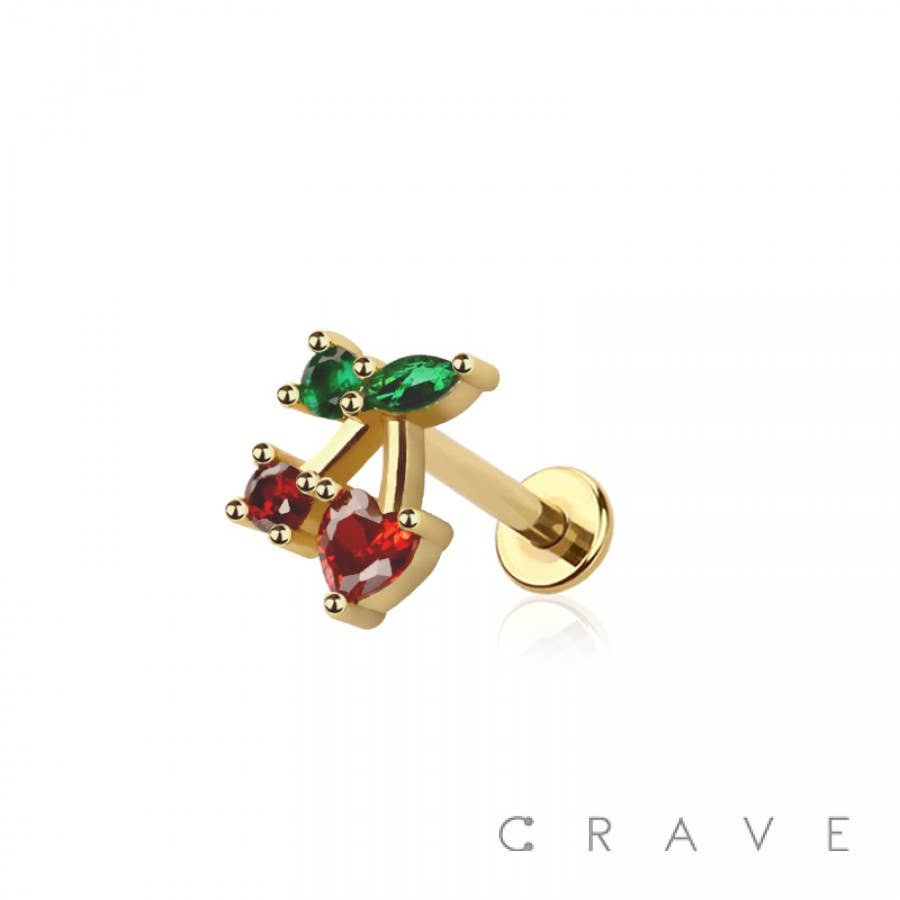 CZ CHERRY TOP 316L SURGICAL STEEL THREADLESS (PUSH IN ) LABR