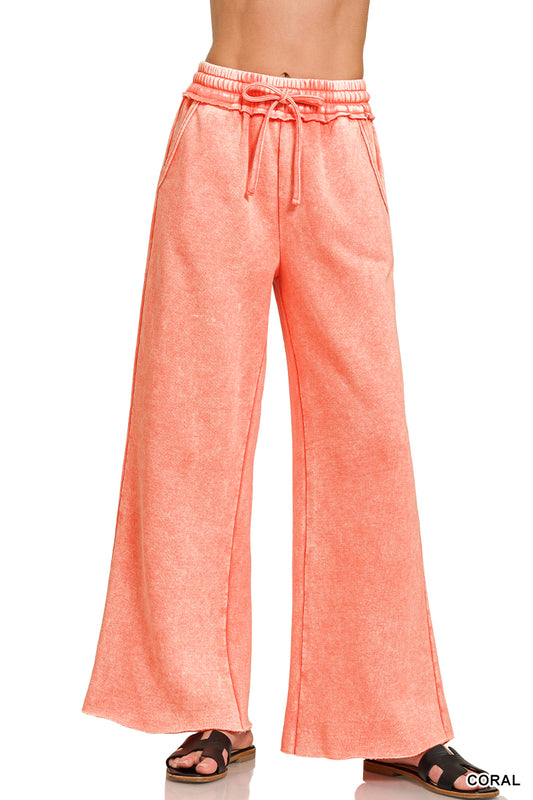 Zenana Acid Wash Fleece Sweatpants
