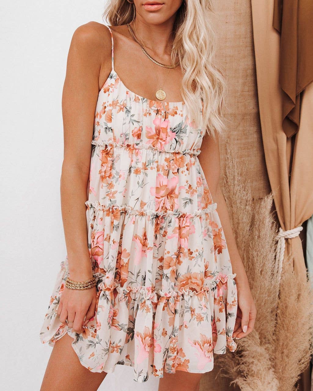 Tiered Chiffon Printed Dress