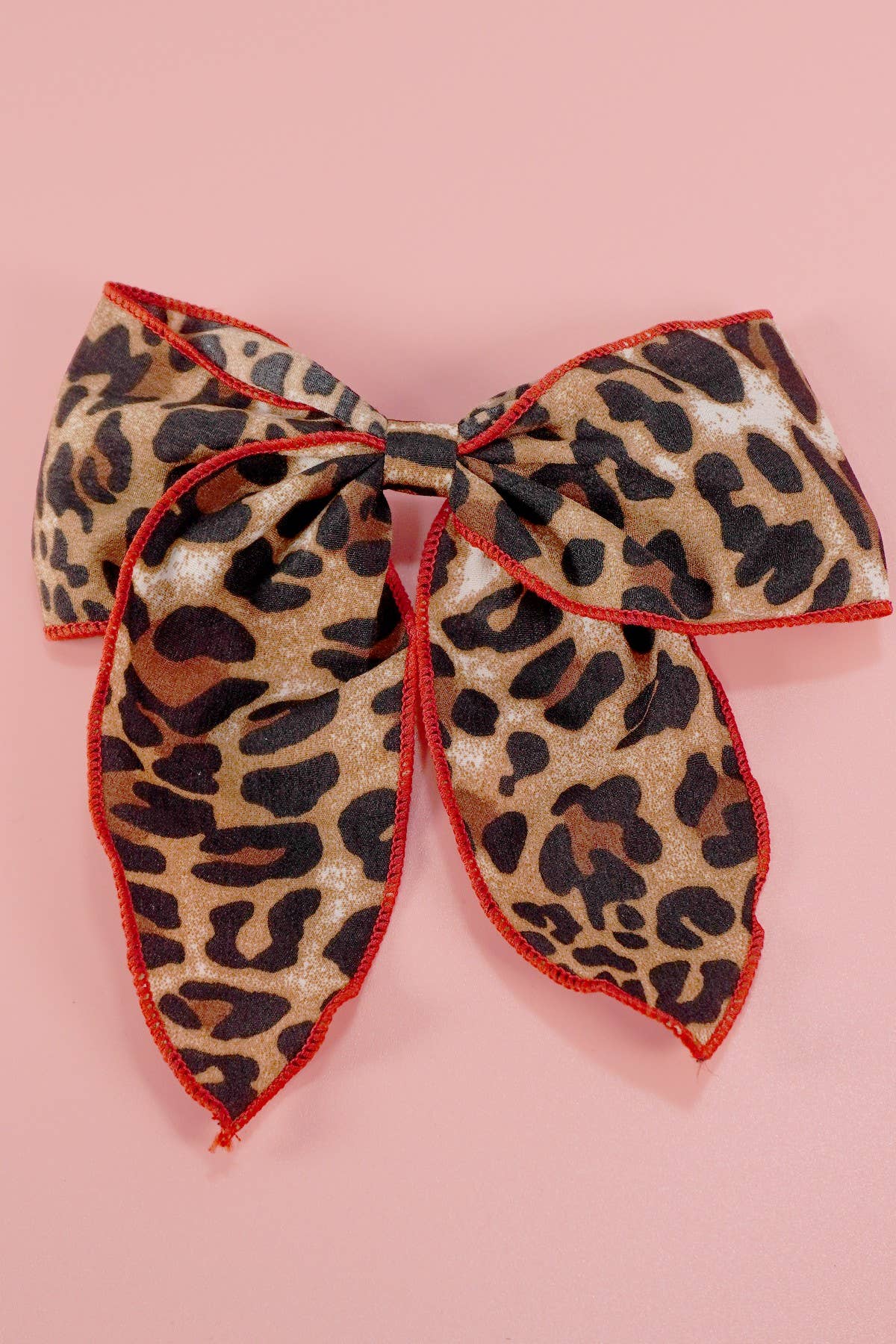 ANIMAL LEOPARD RED TRIM BOW HAIR CLIP