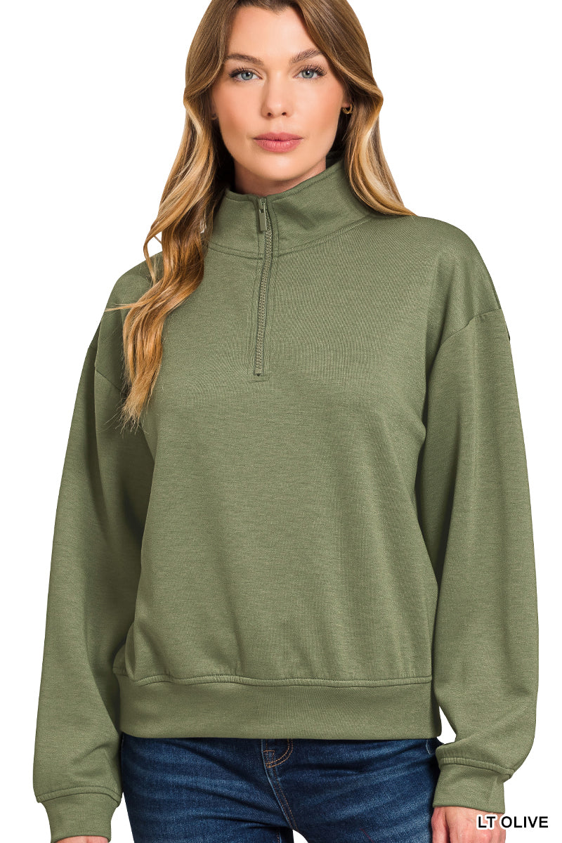 Zenana Scuba Half Zip Pullover