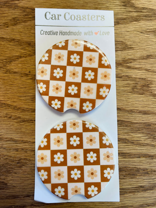 Checkered Floral Coaster