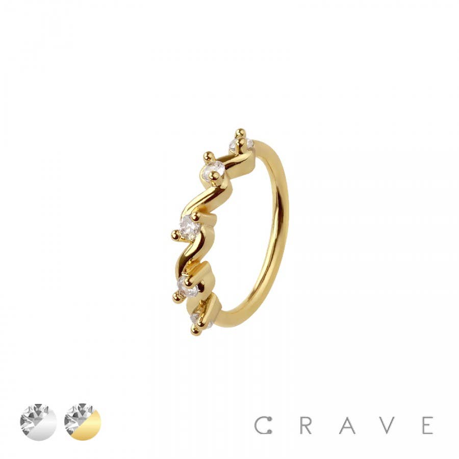 CZ MULTI SWIRL 316L SURGICAL STEEL HOOP NOSE RING