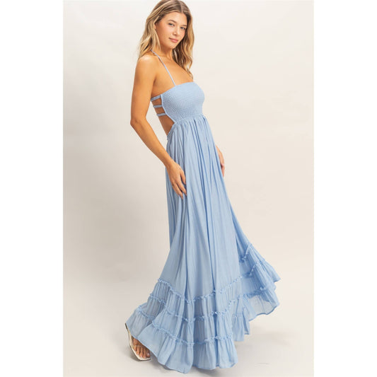 Soft Bloom Halter Maxi Dress