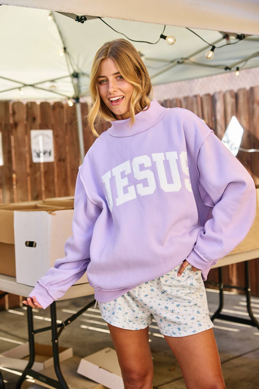 Jesus Embroidered Mock Crew