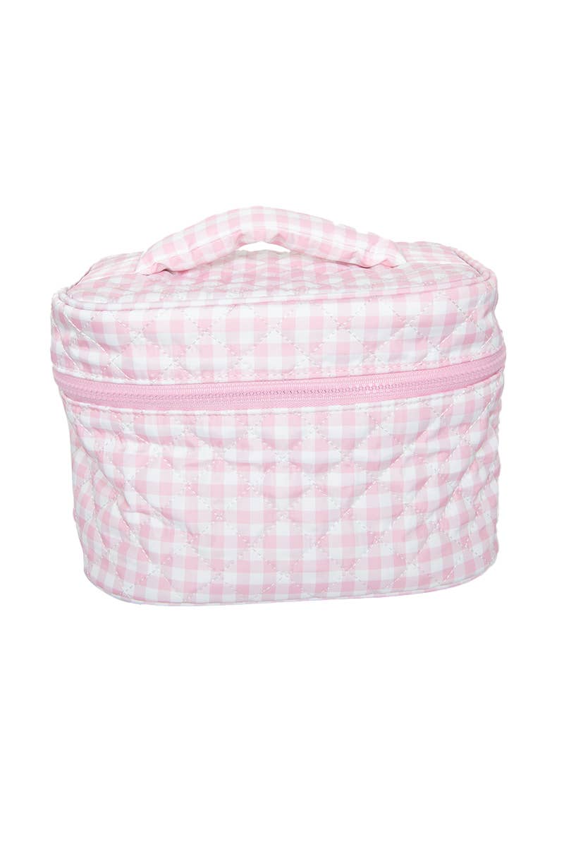 Light Pink Plaid Cosmetic Bag for Makeup