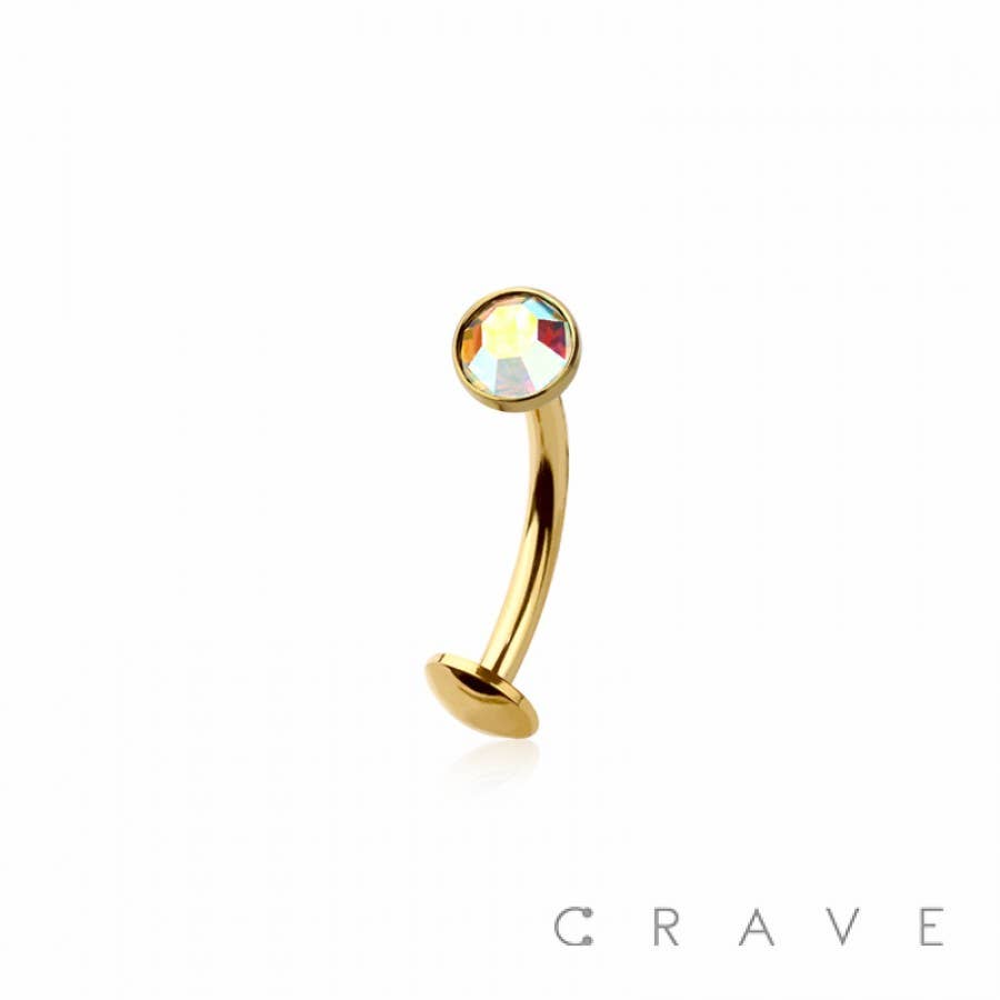 BEZEL CZ GEM 316L SURGICAL STEEL THREADLESS FLOATING BELLY B