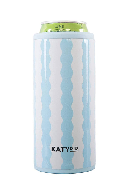 Light Blue Scalloped Wholesale Can Cooler