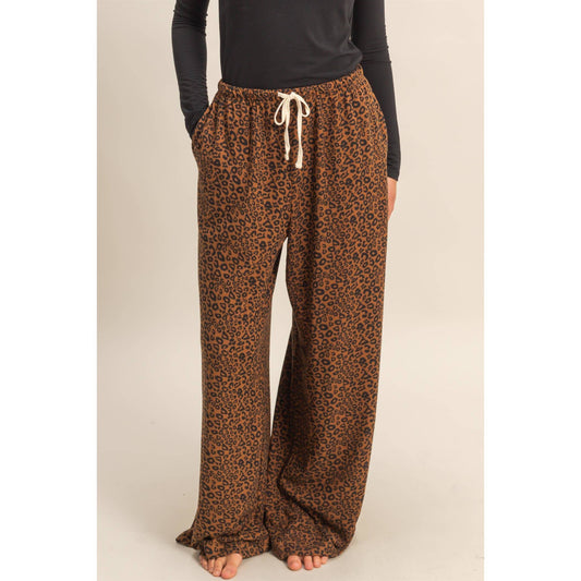 Leopard Print Wide Leg Pant