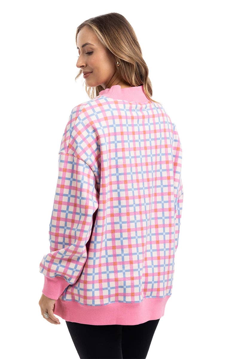 Merry & Bright Plaid Mockneck Sweatshirt