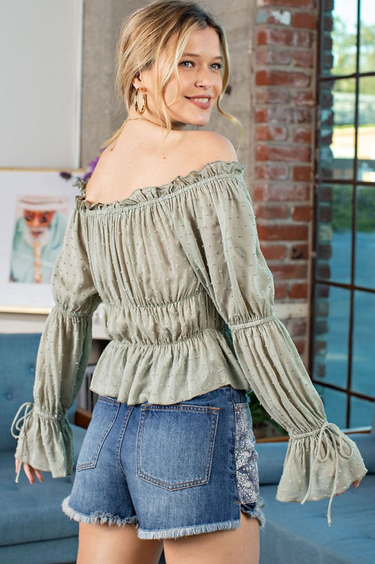 Swiss Dot Peplum Top