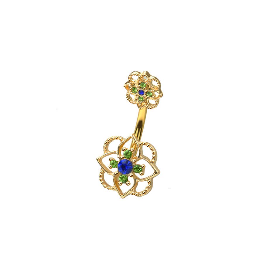 316L SURGICAL STEEL CLOVER FLOWER NON DANGLE BELLY BUTTON NA