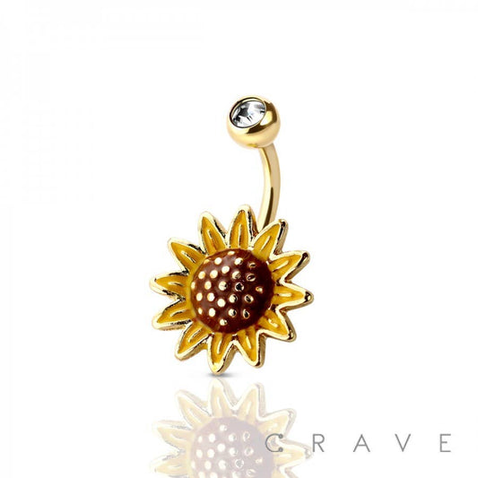 SUNFLOWER 316L SS NAVEL RING