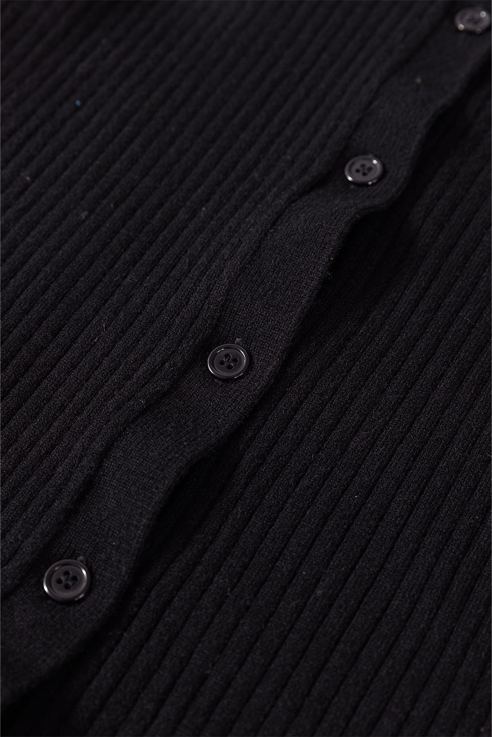 Black Ribbed Slim Fit Cardigan