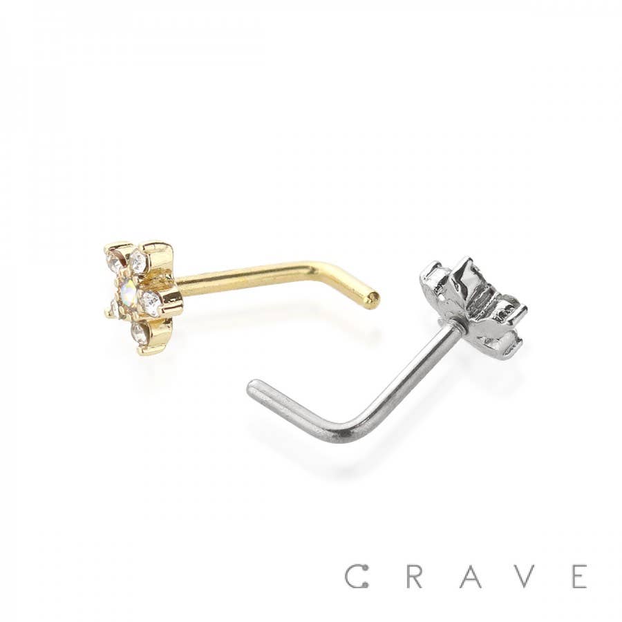 5 CZ FLOWER TOP 316L SURGICAL STEEL NOSE