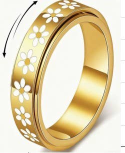 18K STAINLESS STEEL TARNISH FREE DAISY SPINNER RING
