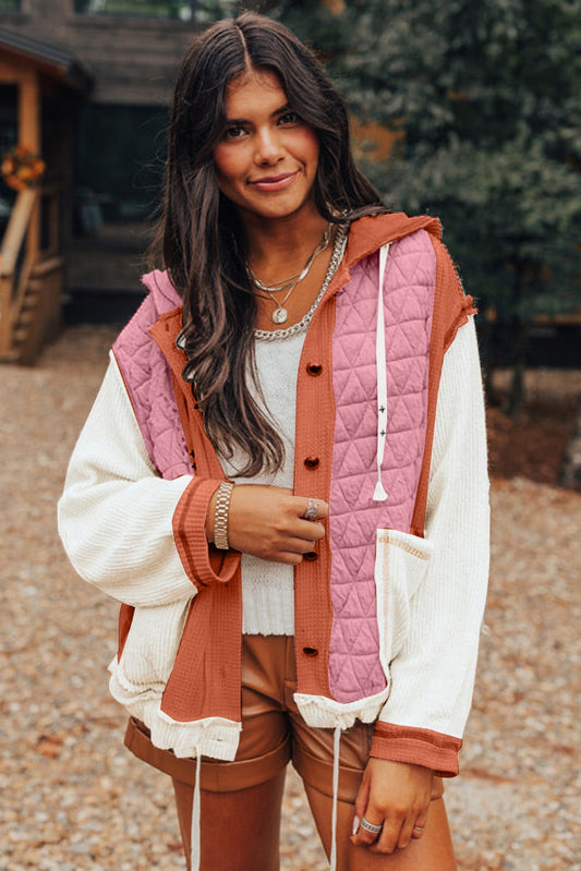 Coral Quilted Loose Fitted Jacket